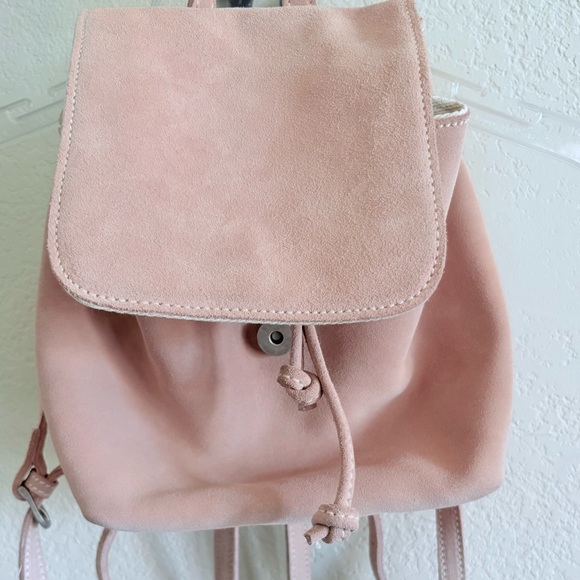Like New Brandy Melville Pink Suede Mini Backpack, Drawstring/Snap Closure - Picture 5 of 14